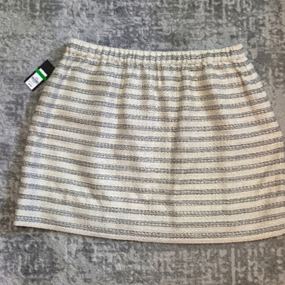 Crown &Ivy Cream Black Gold  tweed Pull on  Skirt With elastic Waist size large - Picture 4 of 6